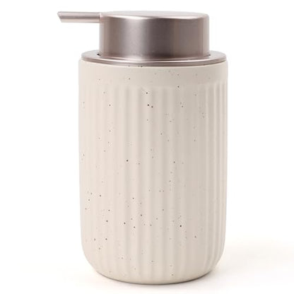 BosilunLife Dish Hand Soap Dispenser - Liquid Pump Soap Dispenser for Bathroom Decro Aprcot 12oz Ceramic Kitchen Dish Dispenser with Rust-Proof Liquid Pump Modern Refillable Lotion Bottles - color: Aprcot Lotion Pump
