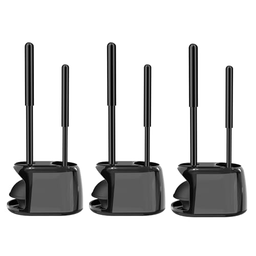 SetSail Toilet Brush and Plunger Set, 3 Pack Toilet Plungers for Bathroom with Holder Heavy Duty Toilet Bowl Brush and Holder Hidden for Deeply Cleaning - Black - color: Black, size: 3 packs