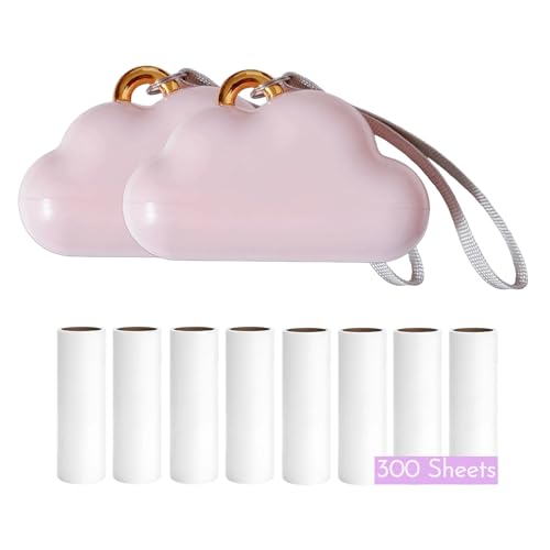 Portable Lint Roller 150 Sheets Travel Size, Mini Lint Roller for Clothes and Reusable Pet Hair Remover, Cute Small Sticky Dust Remover Refillable - color: 2pcs Pink