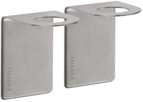 Wall Mount Soap Dispenser Holder, 2 Pack – 304 Stainless Steel, 2.95"×1.97"×2.56", 1.1" Neck Fit, No-Drill Peel & Stick Adhesive, Rustproof, Fits LUSSPA Bottles (Brushed Silver) - color: Brushed Silver