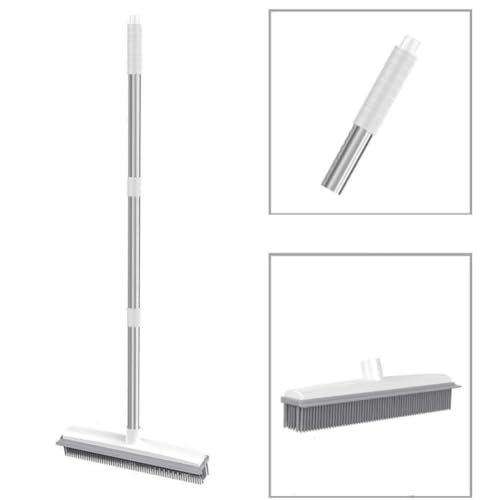 Rubber Broom & Carpet Rake - Pet Hair Remover for All Floor Types