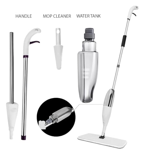 Heavy Duty Spray Mop for Floor Cleaning, Wet/Dry Use, Long Handle Flat Mop with Sprayer with Refillable Spray Bottle for Any Floor, Reusable Microfiber Pads