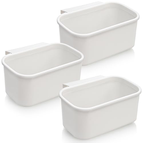 DEAYOU 3 Pack Hanging Cup Holders, Utility Rolling Cart Accessories, Hanging Storage Basket, Pencil Holder Makeup Organizers for Art Craft Supplies, Home, Kitchen, Office, White, 10.2''x5.5''x4.7''