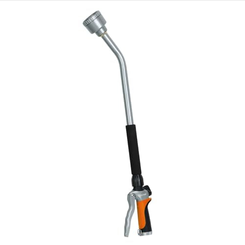 RESTMO Long Watering Wand, 24 Inches Gentle Soft Full Shower Sprayer Wand with Flow Control, Heavy Duty Metal Hose Wand for Hanging Baskets, Shrubs, Plants, Flowers, Garden and Lawn, Orange - color: Orange