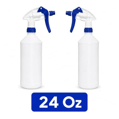 Plastic Spray Bottle, 4 Pack, 24 Oz with Adjustable Nozzle, Heavy Duty Leak Proof Mist Empty Water Bottle Sprayer for Cleaning, Chemicals, Hair, Planting & All-Purpose Use (Blue)