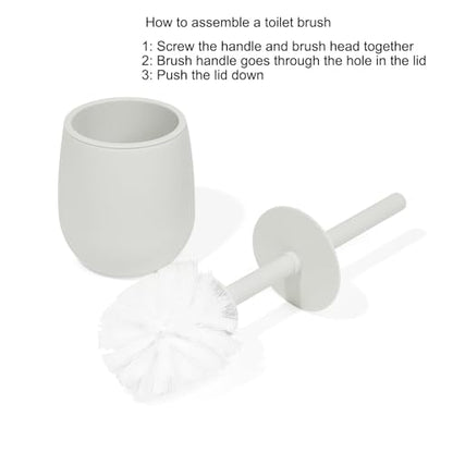 GAHEFY Small Beige White Bathroom Accessories Set with Mini Trash Can 3 Liter/0.8 Gallon,Toothbrush Holder,Soap Dispenser,Vanity Tray,Toilet Brush and Holder (Beige White 5pcs) - style: Beige white 5pcs