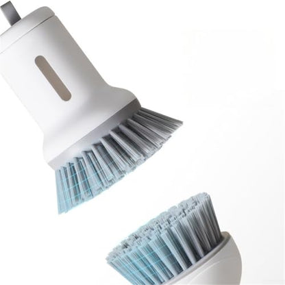 2-Pack Kitchen Cleaning Brushes with Soap Dispenser & 360° Rotating Long Handle – Silicone and PET Dishwashing Tools for Pots, Pans, Sinks, Countertops, Stoves, Tiles, Cutting Boards White - color: White