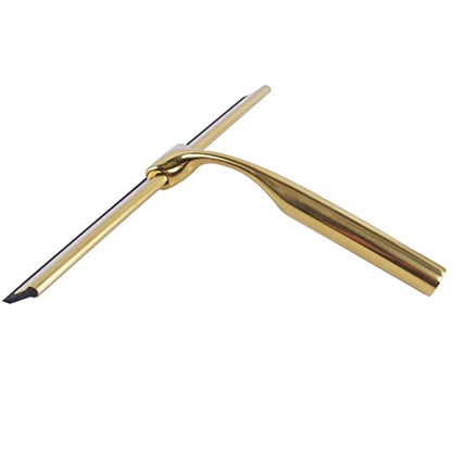 Stainless Steel Glass Window Squeegee with Non-Slip Blade Handle for Bathroom, Mirror, Car Glass and More - Gold