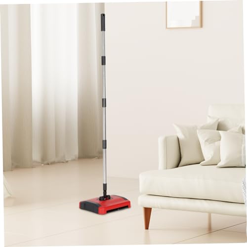 Carpet Sweeper Manual 3 Rolling Brushes Floor Sweeper Carpet Brush with Wheels and Large Waste Bin 43" Detachable