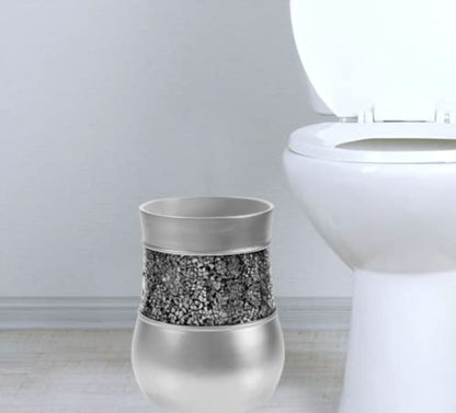 Creative Scents Crackled Glass Silver Bathroom Accessories Set Complete - 6 Piece Bathroom Accessory Set Includes: Trash Can, Tissue Box Cover, Soap Dispenser, Toothbrush Holder, Soap Dish & Tumbler - style: 6 Pc Set 01