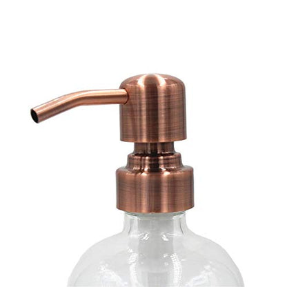2 Pack Thick Clear Glass Pint Jar Soap Dispenser with Copper Stainless Steel Pump, 16ounce Clear Boston Round Bottles Dispenser with Rustproof Pump for Essential Oil, Lotions Soap - color: Copper