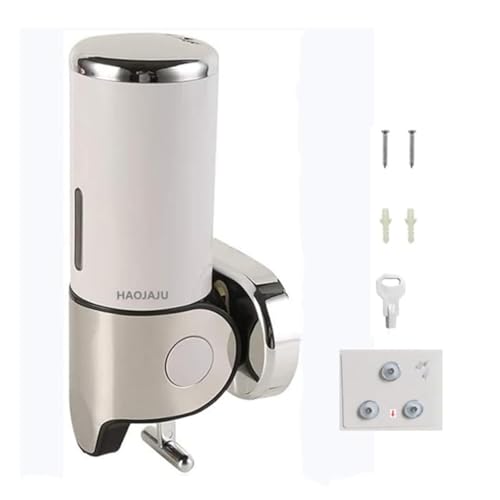 Non-Drill 500ml Single Head Manual Pressing Head Wall Mounted Soap Dispenser, Shower Liquid Shampoo and Soap Dispenser for Bathroom, Kitchen (Silver) - color: Silver, size: 500ml