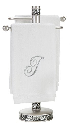 Crackled Glass Countertop Towel Stand, Decorative Unibody Silver Fingertip Towel Holder, Durable Resin Free Standing Towel Rack, for Elegant Counter Top Bathroom or Kitchen Decor - style: Towel Stand