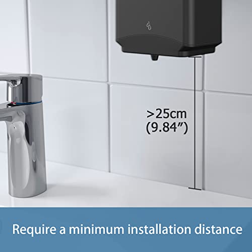AIKE Automatic Soap Dispenser Commercial Wall Mounted Liquid Dispenser Matte Black Stainless Steel Finish 1100ml Large Capacity - color: Matte Black
