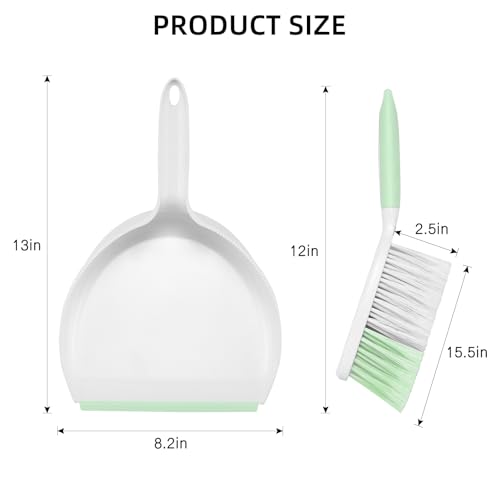 NACENA Dust Pan and Brush Set, Large Hand Broom and Dustpan Set Large Brush and Dustpan Set for Camping Broom and Dustpan Combo for Daily Cleaning Pet Hair Office Home Car, Light & Green - color: Light & Green