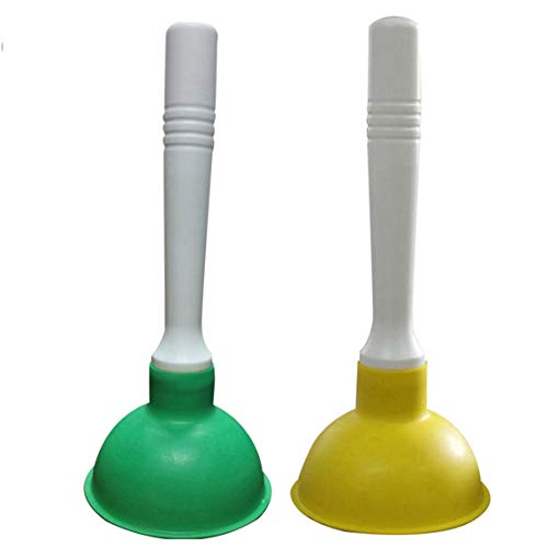 Drain Plunger, Small Hand Force Plumber Helper, Little 4 inch Cup Clog Remover, Tiny Rubber Unclogger in 9" Short Handle for Kitchen Sink, Bathroom Toilet, Shower Bath Tub (Green + Yellow) - color: Green + Yellow