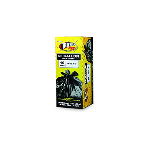 Ruffies Pro 1124920 55 Gallon Black Contractor Clean-Up Bags 10 Count