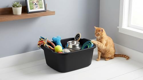 Plastic Wash Tub Dishpan Basin and Foot Bath for Soaking Feet, Laundry Hand Wash Bucket, Dish Pans for Washing and Storage Cleaning Supplies - 18 Qt - Heavy Duty Black
