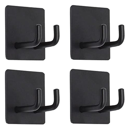 Yikla Shower Hooks, Adhesive Wall Hooks for Hanging Keys, Hats, Sticky Bathroom Hooks, Black Towel Hooks, 4 Pack - color: Black, size: 4 Pack