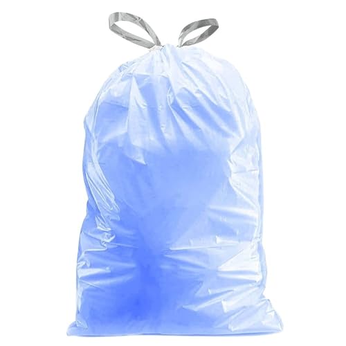 Plasticplace Custom Fit Trash Bags, Compatible with simplehuman Code H (200 Count) Tinted Blue Drawstring Garbage Liners 8-9 Gallon / 30-35 Liters, 18.5" x 28" - color: Blue, size: 200 Count (Pack of 1)