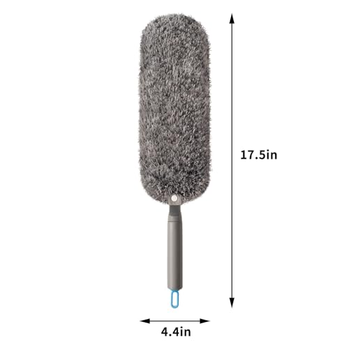 Microfiber Duster with Washable and Reusable Duster Head, Microfiber Dusters for Household Cleaning, Gray