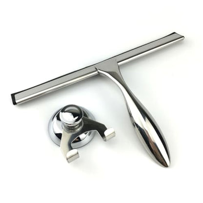 Stainless Steel Glass Squeegee with Suction Cup for Shower Doors and Windows Rust-Resistant Scraper for Bathroom Tiles and Mirrors Heat and Cold Resistant Window Cleaning Tool