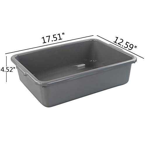 13 L Grey Plastic Tote Box Set of 4, Commercial Bus Box Large Plastic Dish Bin - color: Grey, size: 13 L