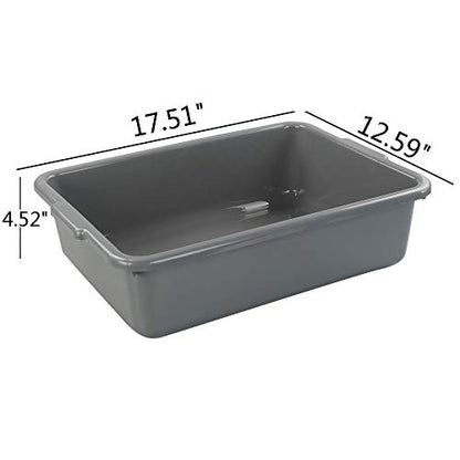 13 L Grey Plastic Tote Box Set of 4, Commercial Bus Box Large Plastic Dish Bin - color: Grey, size: 13 L