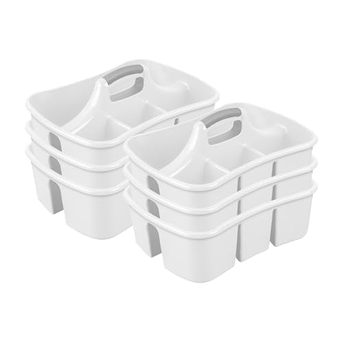Sterilite 6-Pack Divided Ultra Caddy, Portable Plastic Storage Organizer for Bathroom - Large Organization Holder and Container for Sink, Laundry, and Kitchen Cleaning Supplies - size: 6 Pack