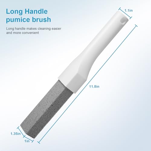 8 Pack Pumice Stone Toilet Bowl Cleaner with Long Handle - Replaceable Toilet Pumice Stone, Equipped with 2 Handles and 8 Floating Stones for Cleaning Toilets, Bathtubs, Grills, Swimming Pools, Sinks