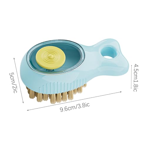 Ergonomic Dish Brush - Portable Kitchen Scrub Brush, Sink Scrub Tool for Kitchen, Pot Pan Scrubber with Soap Dispenser, Dish Cleaning Tool, Utensil Scrubber for Pots Pans Bowls Counter - color: Sky Blue