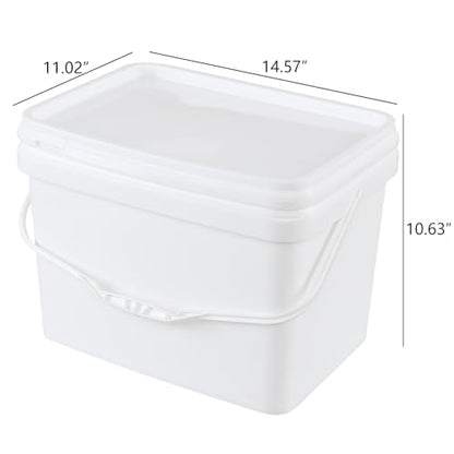 4 Packs 5 Gallon Plastic Food Storage Bucket with Lid, Airtight Plastic Buckets with Handles, White - size: 5 Gallon