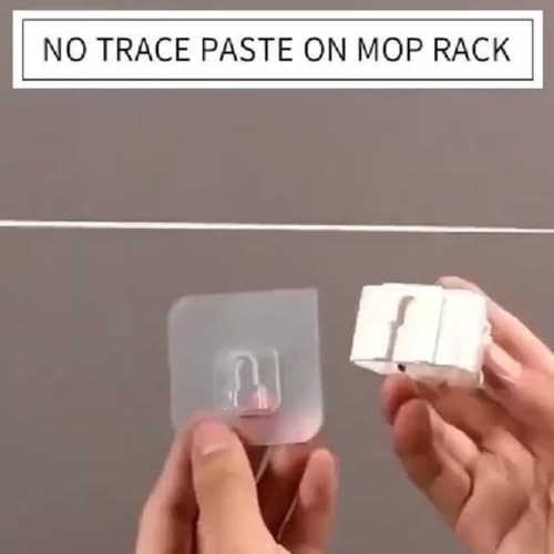 Wall-Mounted Mop Rack Suction Traceless Mop Clips 2/4 Pack Broom Hangers Waterproof Design for Bathroom Kitchen Storage, 2Pcs