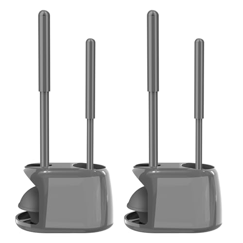 SetSail Toilet Brush and Plunger Set, 2 Packs Toilet Plungers for Bathroom Heavy Duty Toilet Bowl Brush and Holder Hidden Toilet Plunger and Brush Set for Deeply Cleaning - Gray - color: Gray, size: 2 packs