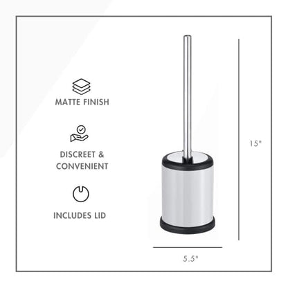 ToiletTree Products Toilet Brush with Lid - Sleek Bowl Brush and Holder - Heavy-Weight Base - Lidded Toilet Bowl Cleaner - White - style: White