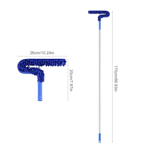 Shkalacar Ceiling Fan Cleaner Duster, RV Awning Mop with Bendable Pad Extension Pole, Circle Shape Microfiber Reusable Duster & Flexible Brush for Cleaning Home Camper Trailer Truck