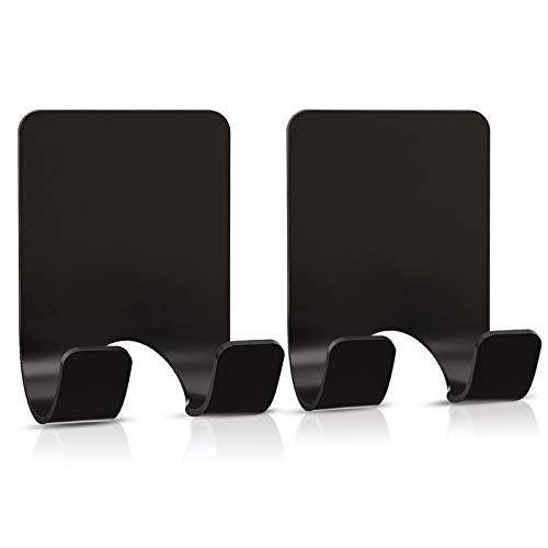 VIS'V Shower Wall Adhesive Razor Holder for His and Hers, Black, 2 Pcs | Metal Material, Compact Design, Peel and Stick, Fit for Smooth Flat Surfaces - color: Black