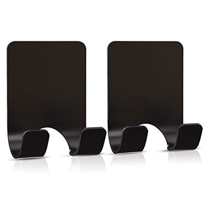 VIS'V Shower Wall Adhesive Razor Holder for His and Hers, Black, 2 Pcs | Metal Material, Compact Design, Peel and Stick, Fit for Smooth Flat Surfaces - color: Black