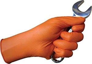DENCO DISTRIBUTING, INC. Tiger Grip Nitrile Gloves - Hi Vis Orange - 7mil - Textured - Powder & Latex Free - Case of 10 Boxes - size: 2X-Large (Pack of 900)