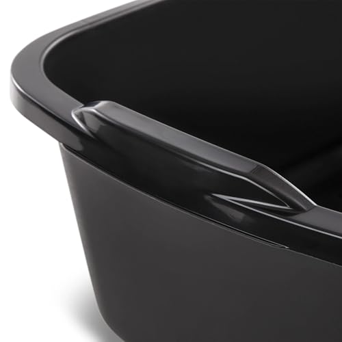 Plastic Wash Tub Dishpan Basin and Foot Bath for Soaking Feet, Laundry Hand Wash Bucket, Dish Pans for Washing and Storage Cleaning Supplies - 18 Qt - Heavy Duty Black