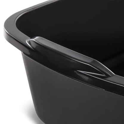 Plastic Wash Tub Dishpan Basin and Foot Bath for Soaking Feet, Laundry Hand Wash Bucket, Dish Pans for Washing and Storage Cleaning Supplies - 18 Qt - Heavy Duty Black