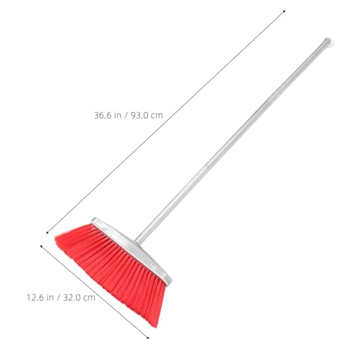 Wide Angle Stainless Steel Household Broom with Long Handle Large Outdoor Sweeping Floor Broom for Lawn and Kitchen Cleaning Heavy Duty for Home Use