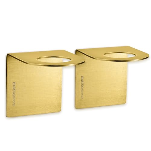MAISONOVO Adhesive Soap Holder | Shampoo Bottle Holder Set of 2 - Gold | Soap Bottle Holder | Wall Mounted Soap Holder | Soap Dispenser Holder - color: Soap Dispenser Mount Set of 2 | Gold