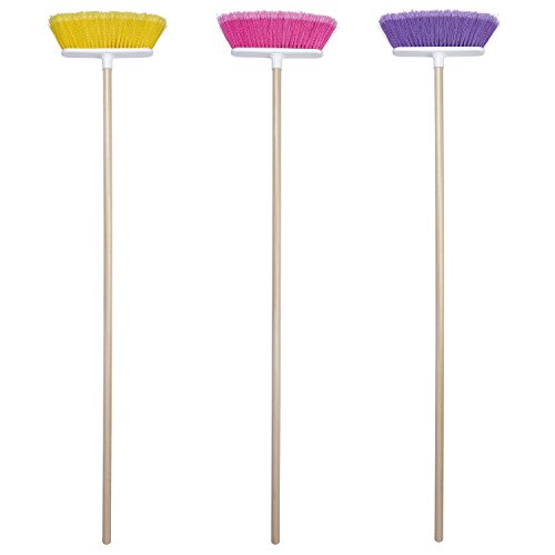 The Original Soft Sweep Magnetic Action Broom Assorted Colors with Natural Finish Wood Handles (1 Broom) - size: 1 Broom