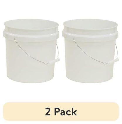 (2 Pack) 2 Gallon Plastic Utility Bucket with Comfort Handle – Heavy Duty Round Pail for Cleaning, Gardening, Household Storage – BPA-Free, White
