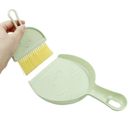 Hitefu Small Broom and Dustpan Set, Mini Dust Pans and Brush Set, Broom with Dustpan Combo Set for Home Cleaning, Sofa, Kitchen, Table, Countertops, Storage Shelves & Pets Area(Green) - color: Green