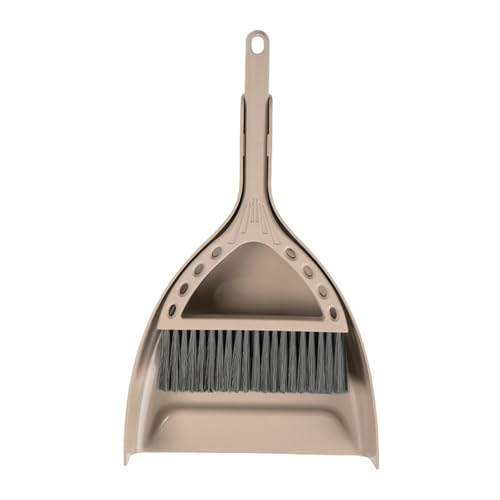 Mini Broom and Dustpan Set Small Dust pan and Brush Set Perfect for Desk Office Camping Dorm RV Essentials (Khaki) - color: Khaki