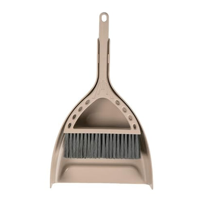 Mini Broom and Dustpan Set Small Dust pan and Brush Set Perfect for Desk Office Camping Dorm RV Essentials (Khaki) - color: Khaki