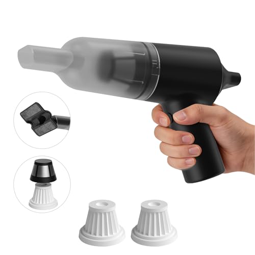 PAPIFEED Handheld Vacuum Cordless for Pet Hair, Portable Mini Vacuum with Static Hair Collector for Home, Dual-Layer Stainless Steel Filter, Dual Filte, USB-C Rechargeable Lightweight Vacuum (Black) - color: Black Set