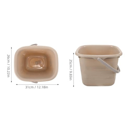 VOSAREA Rectangular Plastic Cleaning Bucket with Handle 11l Small Multipurpose Water Bucket for Household Mopping, Foot Soak, and Laundry Use in Khaki Color